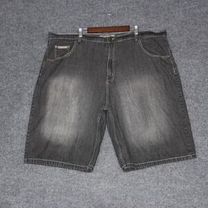 Y2K Indigo Thirty Mens Charcoal Wash‎ Denim Jean Shorts Size 50 Fleur de Lis
